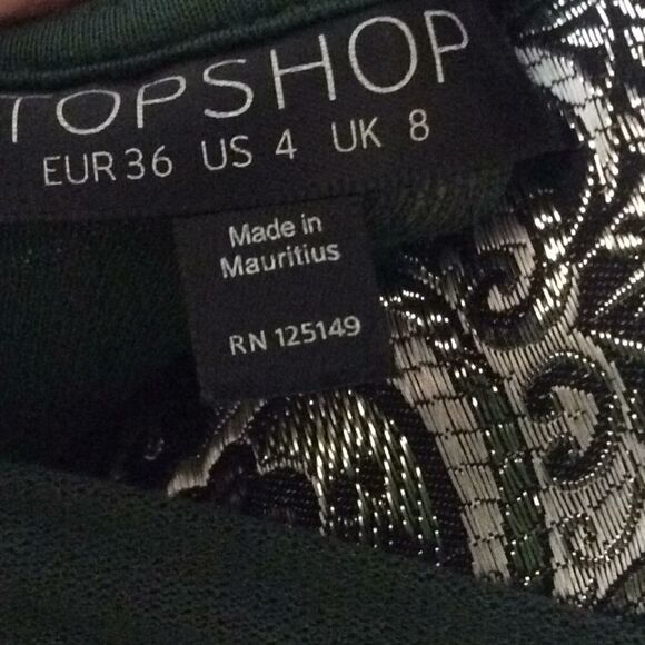 Top Shop US 4 deep green shift dress. Flowy. - Picture 3 of 4